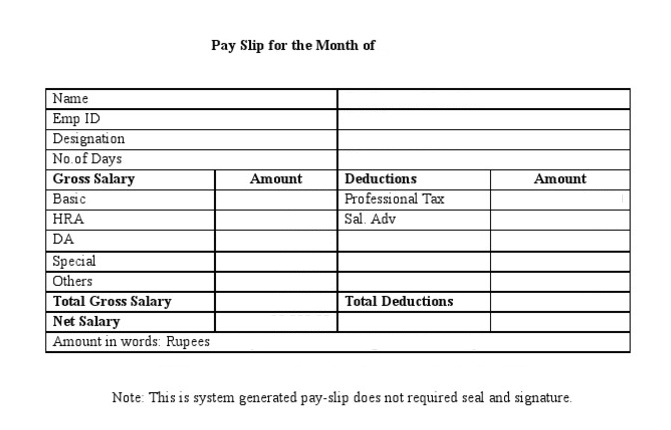 salary slip format in excel with formula